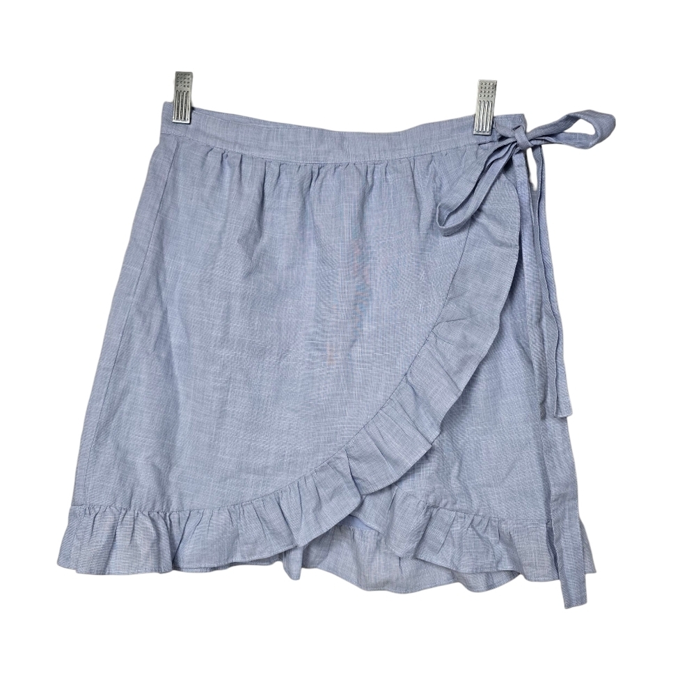 Madewell Meadow Ruffle Wrap Mini Skirt Blue 2